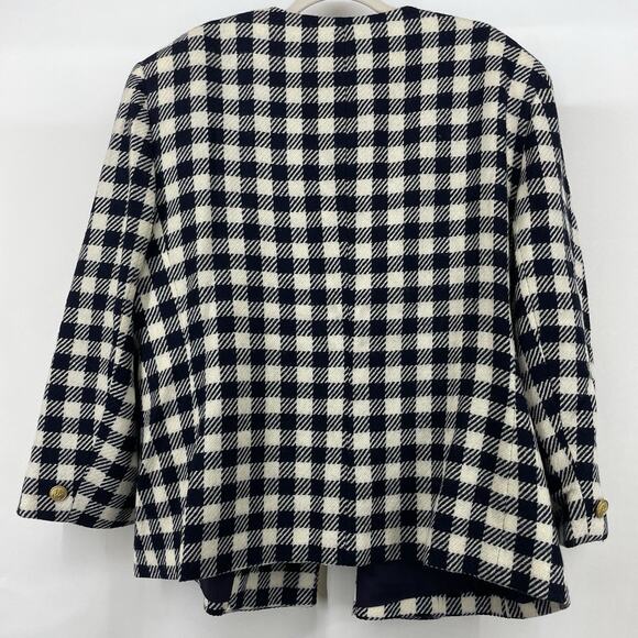 Jones New York Size 2X Double Breasted Blazer 100% WOOL Navy Blue Gold Buttons - Picture 3 of 6